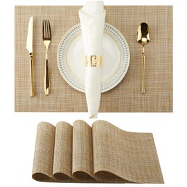 Placemats, Set of 4 Non-Slip Place Mats, 45 x 30 cm Place Mats, Wipe Clean Place Mats, Washable PVC Tear-Resistant, Heat Resistant Place Mats for Kitchen Dining Table
