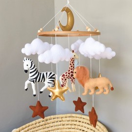 Goukurlsma Jungle Crib Mobile for Boys & Girls, Safari Baby Mobile for Crib, Africa Safari Nursery Mobile Handmade