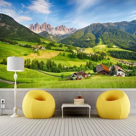 HONOKBNM Mural Wallpaper 3D Wallpaper Natural Landscape Mountain Blue Sky White Clouds Bedroom Living Room TV Background Decoration Mural (Non-Self-Adhesive)