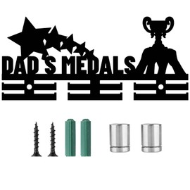 CREATCABIN Dad's Medals Medal Hanger Display Medal Holder Wall Mount Rack Trophy Acrylic Frame Hooks Hanging Awards Sports Medal Stand Gift for Holding Up Over 40 Medals Father's Day 11.4x5.1Inch