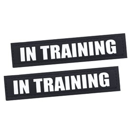 2Pack Service Dog Patches, Black Vest Patch for Dogs, Hook Backing Removable Harness Patches, in Training-S