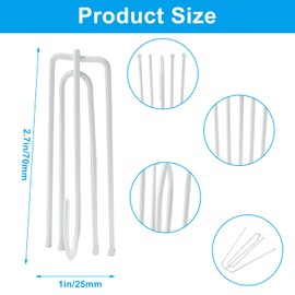 Waziaqoc 60PCS Pinch Pleat Curtain Hooks, Stainless Steel Curtain Pleat Hook Clips 4 Prongs Pinch Pleat Tape Hooks Traverse Pleater 4 End Hooks for Curtains Draperies, White