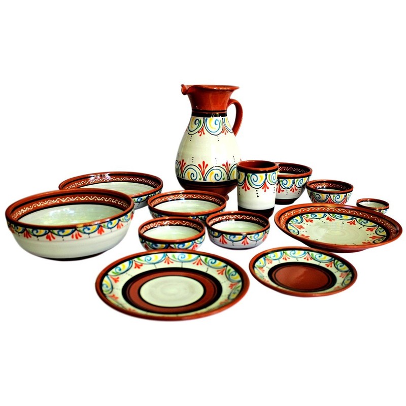 Cactus Canyon Ceramics Spanish Terracotta 5-Piece Salad Plate Set, White