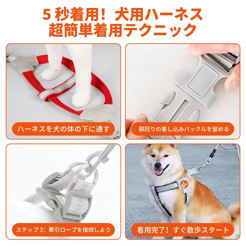 Pokmill Dog Harness 6.6 ft (2 m) Lead Set for