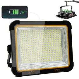 Wideskall 100W Portable Rechargable Solar Panel LED Work Light with 3 Brightness Level, 10000LM 8400mAh IP66 Waterproof Outdoor Flood Light