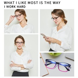 DUCO Blue Light Filter Glasses Women Men Screen Glasses, Vintage Without Prescription Blue Light Glasses UV Protection Anti-Fatigue 5201S, Blue purple