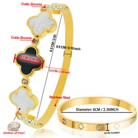 OSICAPEA 18K Gold Plated Four Leaf Clover Bracelet Set for Women - 2PCS Adjustable Lucky Clover Bracelets, Elegant Gift for Wife, Mother, Daughter - Symbol of Luck & Love