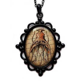 Large Black Framed Squid Cameo Pendant