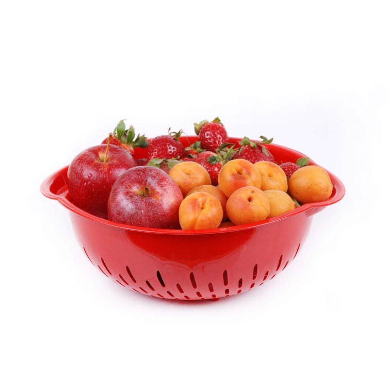 Mintra Home Mixing Bowl w/Colander (Large 4.5L, Red) - For