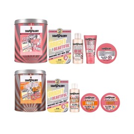 (Pack of 2) Soap and Glory Original Pink & Call Of Fruity Collection Tin Gift Set Tropical notes, clean on me, body wash, body butter, scrub, mask 2 TINS