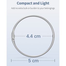 Uniclife Loose Leaf Binder Rings 5 cm Smooth Steel Book Rings for Index Cards Flash Cards Receipts Memos Photos and Files Heavy Duty Organizers Loops for Office School and Home Use, 12 Pack