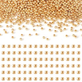 600 piezas de cuentas espaciadoras de 2 mm de oro de 14K cuentas redondas de oro de 2 mm cuentas lisas de metal de latón cuentas de bola mini redondas para pulseras de la amistad collares en capas