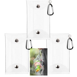 Coin Case, Coin Case, 3 Pieces, Vinyl Clear Bag, Clear Pouch, Clear Multi Case, Small Case, Coin Holder, Carabiner Included, Transparent, Convenient, Lightweight, Washable, For Work or Travel,
