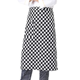 YIBOOOM Cafe Apron, Sommelier Apron, Apron, Bib, Restaurant, Unisex, Kitchen, Chef, Sommelier Work, Easy Care, Home Use, Black and white lattice