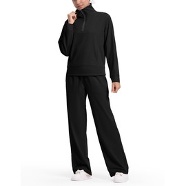 YSENTO Women's Jogging Suits Outfits 2 Pieces Travel Clothes Tracksuits Sweat Suits Lounge Sets Matching Set Black XL