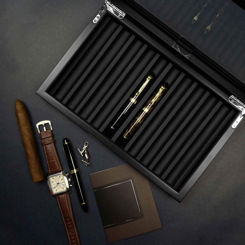 Lifomenz Co Wood Pen Box - 10 Slot Organizer With