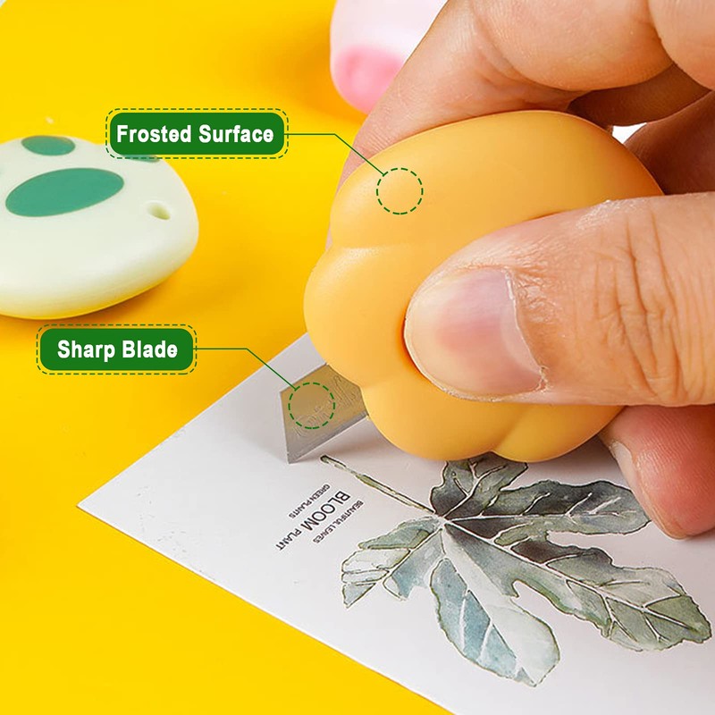 Ruksifg 6pcs Mini Box Cutters Cat Paw Shaped Retractable Mini