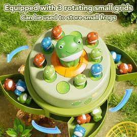Frog Bounce and Catch Game Toys, Jumping Frog Toy Popping Board Games, Frog Pop Up Toy with Music, Rotate Bounce Catch Game Interactive Kids Toy for Ages 3-8 Boys Girls Gifts (Frog)