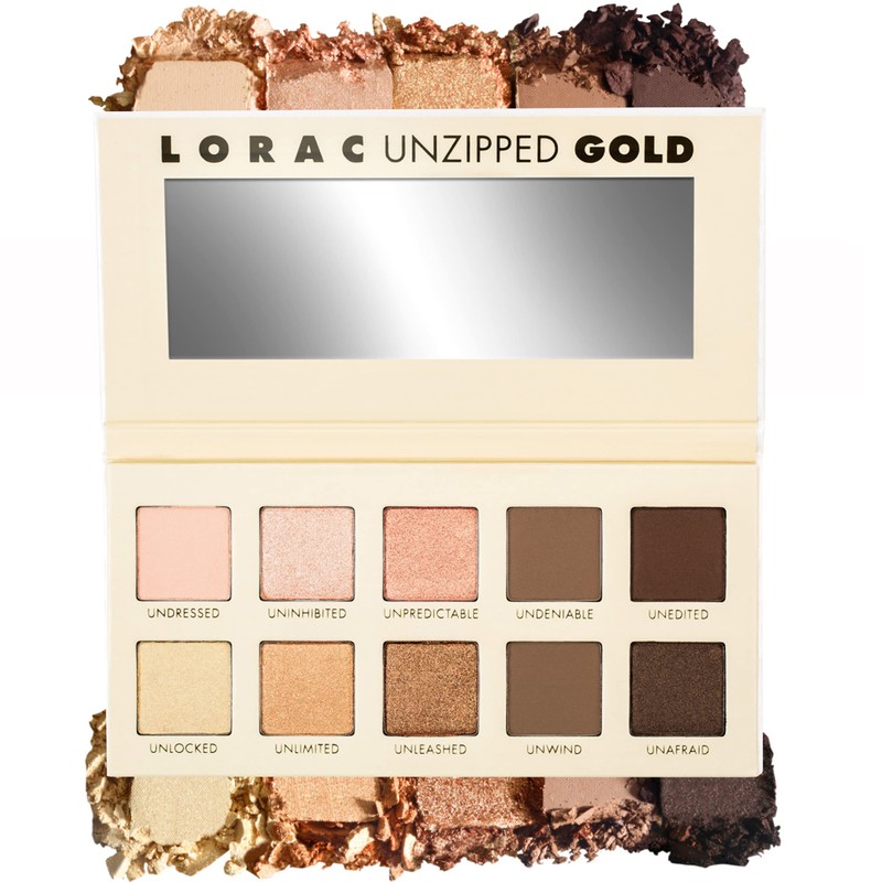 LORAC Unzipped Matte & Glitter Eyeshadow Palette, Gold | Cruelty