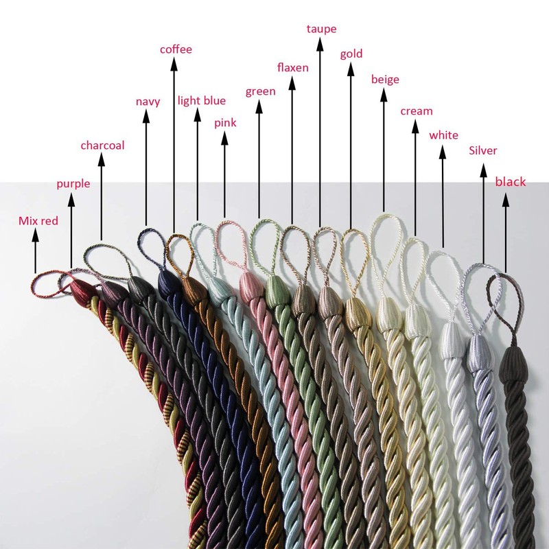 BEL AVENIR Curtain Tiebacks Ropes Tie-Backs, Handmade Curtain Holdbacks (Black,