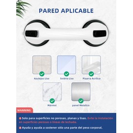 Barra de Agarre de Seguridad para Baño, 2 PCS Potentes Agarres con Ventosas, Soporte de Brazo Antideslizante Asideros, para Niños para Ducha, para Niños, Ancianos, Discapacitados y Embarazadas