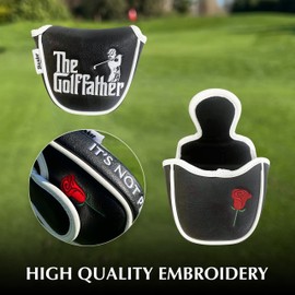 Shanker Golf Putter Headcover - The Golf Father Mallet Putter Cover - Funny Golf Club Cover for a Golf Lover - Tour Grade PU Leather, Waterproof, Soft Lining, Embroidered Logos