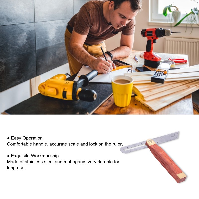 Woodworking Bevel Movable 9in Sliding T Carpentry Adjustable Angle Ruler