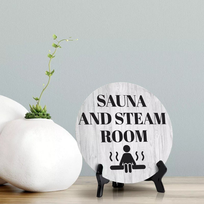 Signs ByLITA Sauna and Steam Room Circle Table Sign with