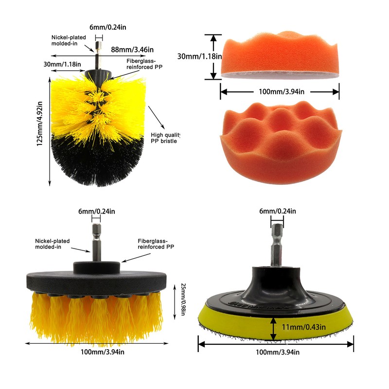 22pcs Drill Brush Attachments Set Multipurpose Power Scrubber Cleaning Kit