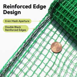 6.6x100ft Plastic Mesh Fence with Reinforced Double Black Edges, Heavy Duty Deer Fencing and Garden Netting Animal Barrier, 0.4in Square Mesh Safety Fence for Yard, Poultry and Plant Protection