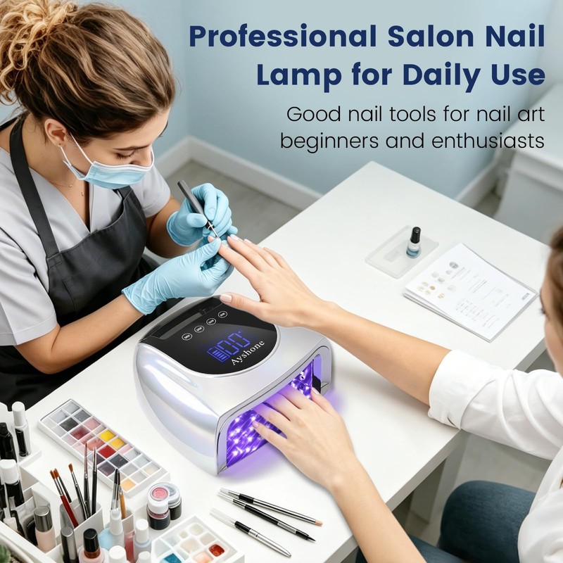 Ayshone Professional Rechargeable 96W UV LED Nail Lamp, Cordless UV