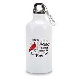 VEHFA Chirstmas Aluminum Sports Water Bottle I Have A Angel in Heaven I Call Her Mom Insulated Sports Water Bottle with Carabiner Clip, 14 OZ