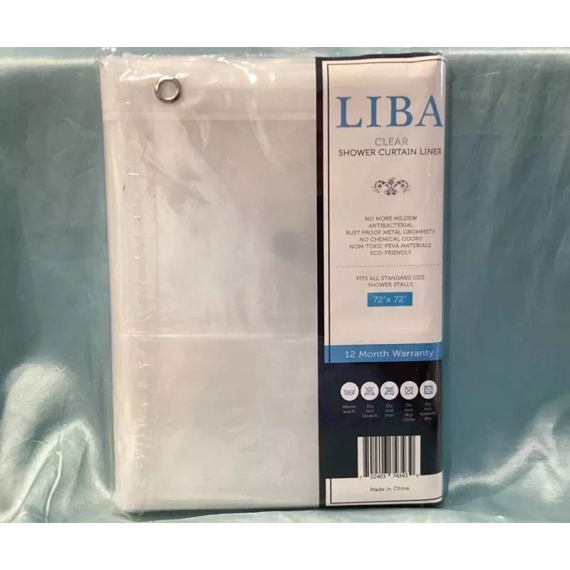 LIBA 72”X 72” Clear Shower Curtain Liner Peva Antibacterial, Rust
