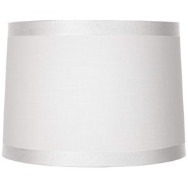 Off-White Fabric Medium Drum Lamp Shade 13" Top x 14" Bottom x 10" High (Spider) Replacement with Harp and Finial - Brentwood
