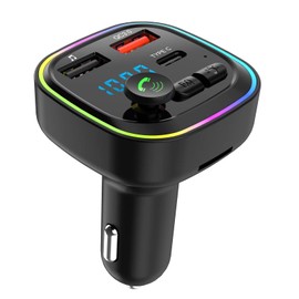 Bluetooth FM Transmitter Auto,Wireless Bluetooth Adapter Auto FM Radio Freisprecheinrichtung Car Kit,mit 2 USB 5V/3A,QC3.0+Typ C,20W PD Schnellladung,Auto Musik Adapter,Unterstützt TF-Karte USB-Disk