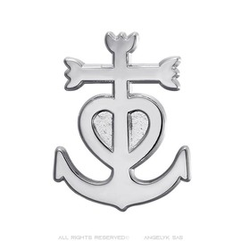 BOBIJOO JEWELRY - Pin's épinglette broche croix de Camargue Gitan Argenté 32 mm, Metal