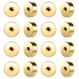 AoedeJ Stainless Steel Earring Backs Locking Earring Backs for Studs Earring Backs Replacements Earring Backs Screw On Earring Backs (Flat Backs/Gold/4 Pairs /1.0mm)