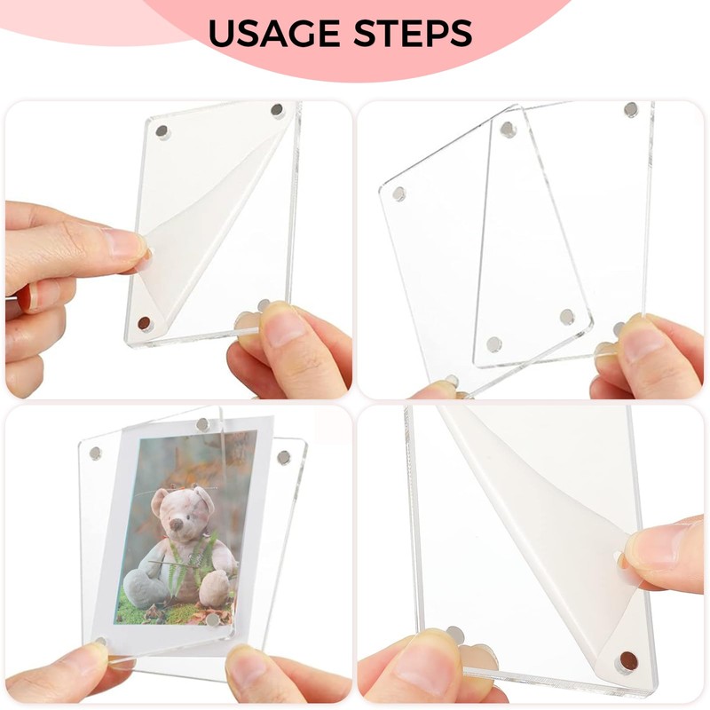 12 Piece Acrylic Fridge Magnetic Frame， Mini Double Sided Refrigerator
