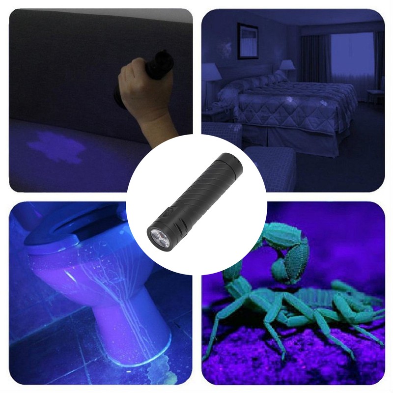 UV Flashlight 365nm UV LED Violet Flashlight 5 Modes for