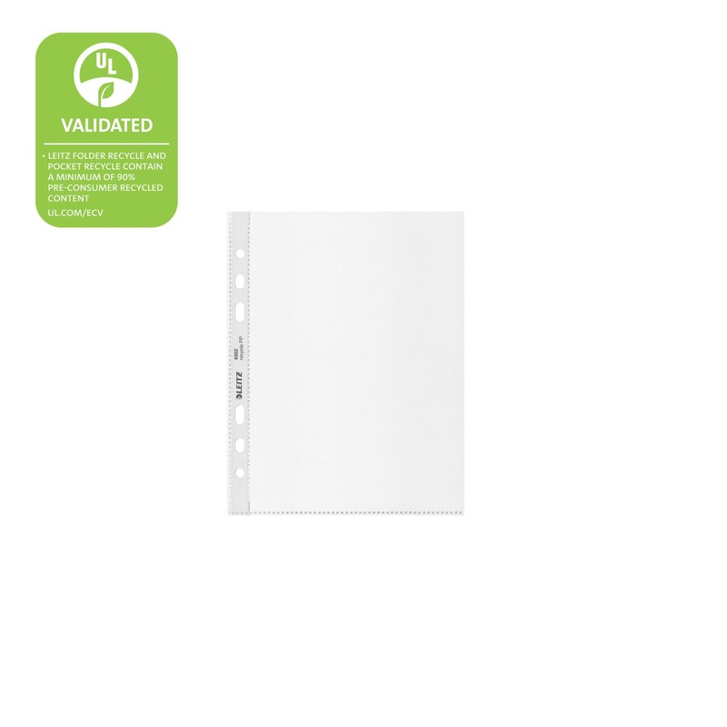 Leitz A5 Pockets, Pack of 25, Punched Plastic Sleeves, Embossed
