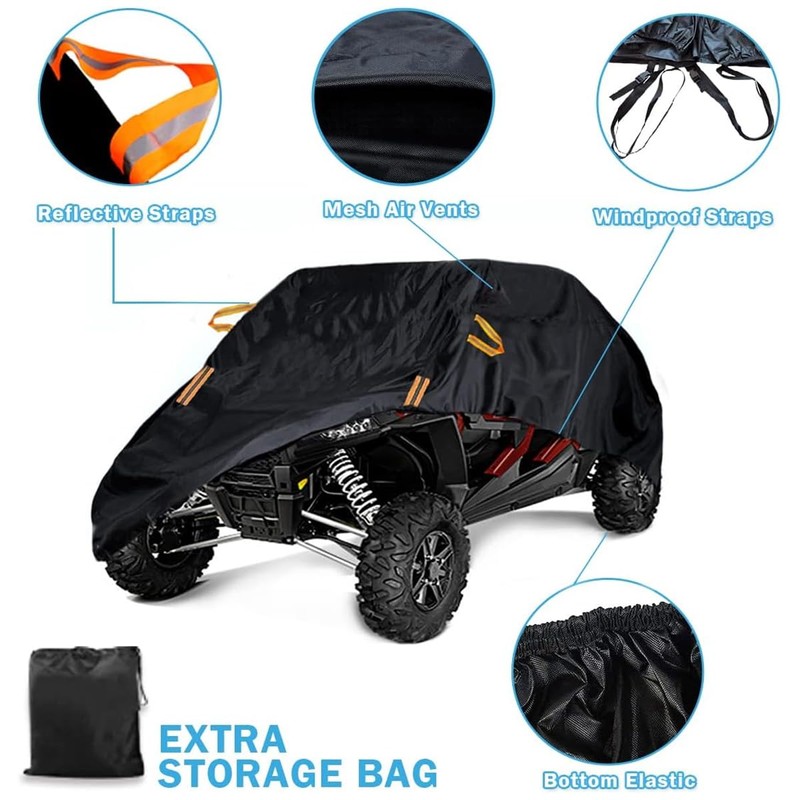 UTV Cover Waterproof Heavy Duty 4-6 Seater Cover Black Oxford
