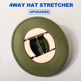 4 Way Hat Stretcher, Upgraded Wooden Hat Stretchers for Fitted Hats, Stretched Size 6 7/8 to 8 1/2, Hats Stretcher Fits All Kind of Caps - Lever Principle, Extender Widener for Baseball Cowboy Caps