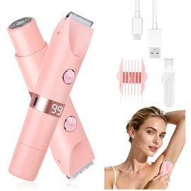 Afeitadora eléctrica 2 en 1 y recortadora de bikini con pantalla LED para mujeres y hombres, maquinilla de afeitar eléctrica impermeable IPX7 para húm