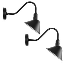 DENGNBJ 8" Barn Gooseneck Light Fixture with Extended Arm - Vintage Outdoor Sign Light for Dining Room, Shop Farmhouse Gooseneck Light - 2 Pack