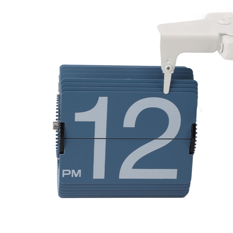 Flip Desk Clock Auto Mechanical Flip 12H AM PM Wood