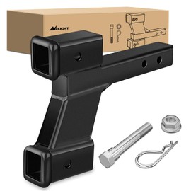 Nilight Trailer Dual Hitch Extender for 2 Inch Receiver with 2" 6" Rise or Drop with Bolt Nut Clip 10,000 lbs Capacity Adjustable Extend 8" 10" Length Matte Black Powder Coated