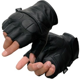 Milwaukee Leather SH462 Men's Black Leather Gel Palm Fingerless Motorcycle Hand Gloves W/Soft and Stylish ‘Knuckle Pads’ - X-Large