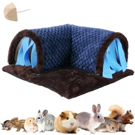 Guinea Pig Hideout Tunnel House Large, 35 x 35 x 15 cm, Removable Cosy Guinea Pig Skins and Tubes Fleece for Cage Corner Rat Toy, 1 Molar Stone
