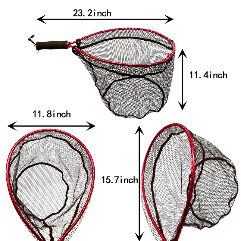 Aluminum Alloy & Soft Rubber Mesh Kayak Fishing Net -