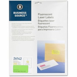 Business Source Green Fluorescent Laser Labels - Pack of 250